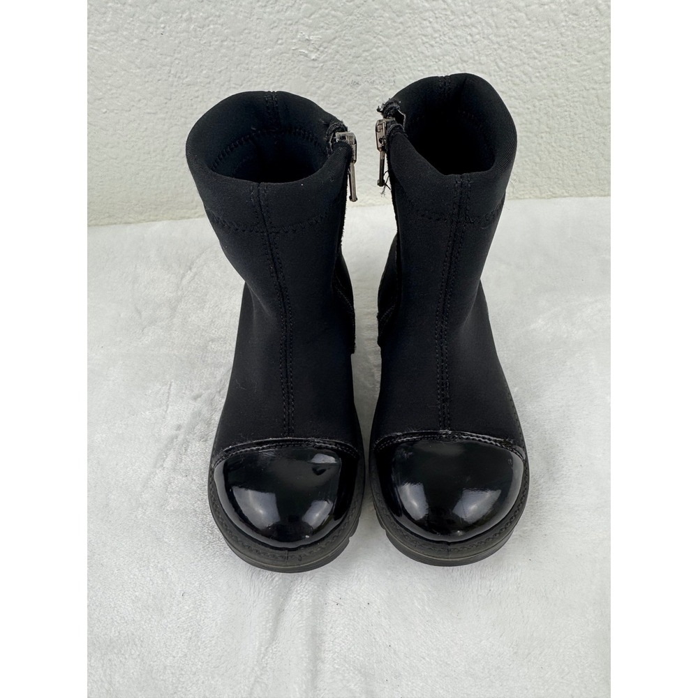 Primigi Black Patent Cap Toe Side Zip Neoprene Boots Kids Size 24 8